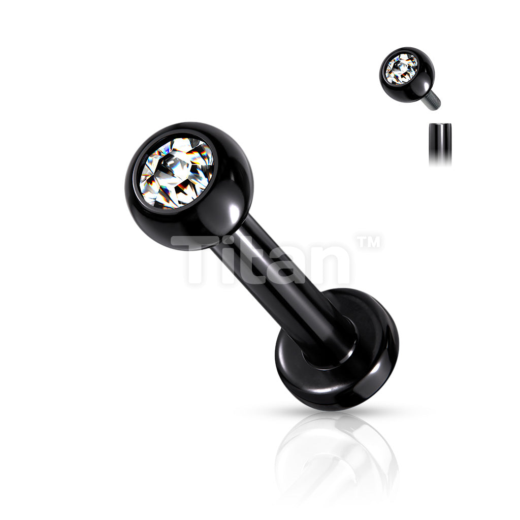 Implant Grade Titanium Internally Threaded PVD Plated Jewel Top Labret - Image 4