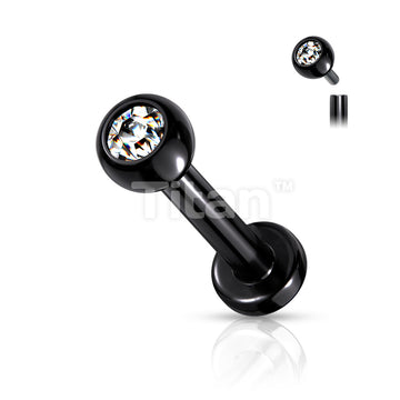 Implant Grade Titanium Internally Threaded PVD Plated Jewel Top Labret - Image 4