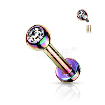 Implant Grade Titanium Internally Threaded PVD Plated Jewel Top Labret - Image 6
