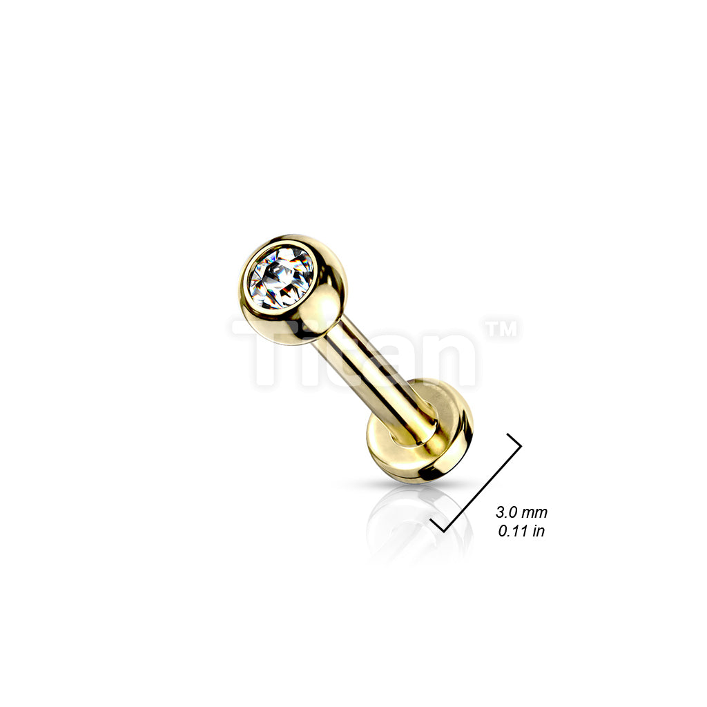 Implant Grade Titanium Internally Threaded PVD Plated Jewel Top Labret - Image 9