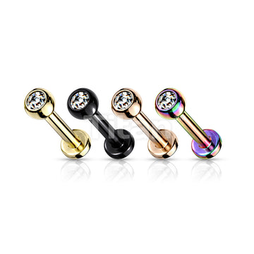 Implant Grade Titanium Internally Threaded PVD Plated Jewel Top Labret - Image 7