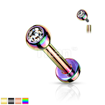 Implant Grade Titanium Internally Threaded PVD Plated Jewel Top Labret - Image 2