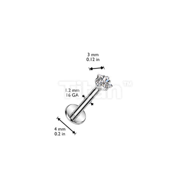 Implant Grade Titanium Internally Threaded Labret With Star Prong Set CZ Top - Image 4