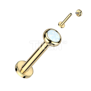 Implant Grade Titanium Internally Threaded Labret With Flat Bezel Set Crystal or Opal Top - Image 4