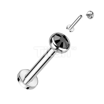 Implant Grade Titanium Internally Threaded Labret With Flat Bezel Set Crystal or Opal Top - Image 6