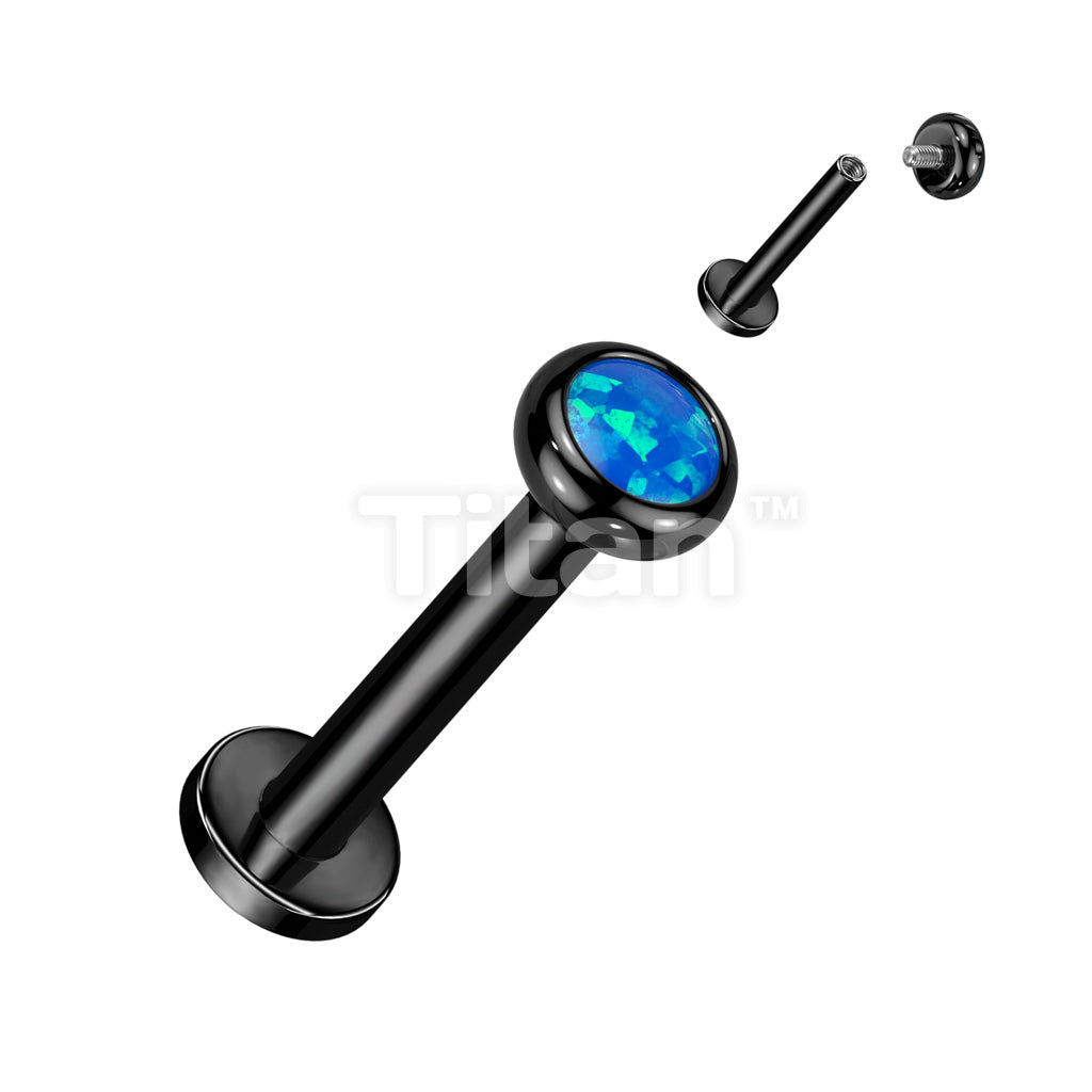 Implant Grade Titanium Internally Threaded Labret With Flat Bezel Set Crystal or Opal Top - Image 7
