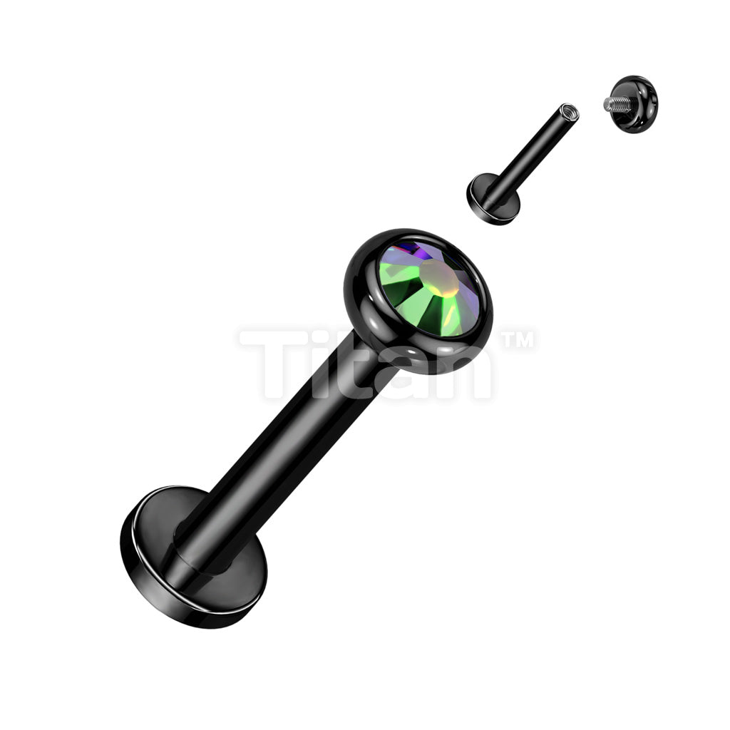 Implant Grade Titanium Internally Threaded Labret With Flat Bezel Set Crystal or Opal Top - Image 8