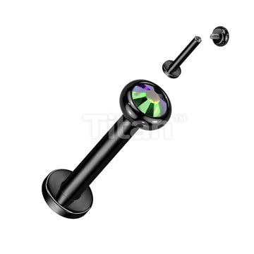 Implant Grade Titanium Internally Threaded Labret With Flat Bezel Set Crystal or Opal Top - Image 8