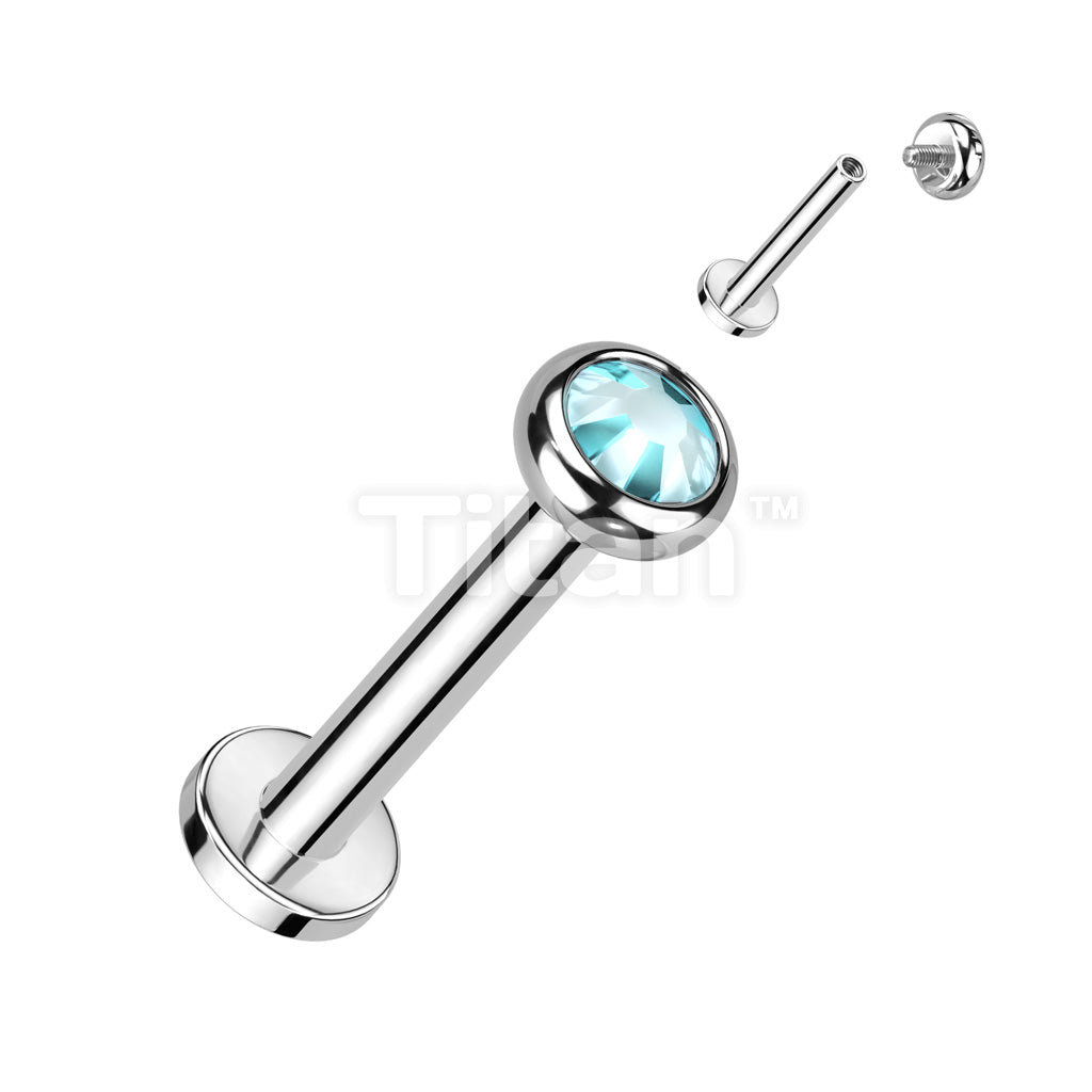 Implant Grade Titanium Internally Threaded Labret With Flat Bezel Set Crystal or Opal Top - Image 10