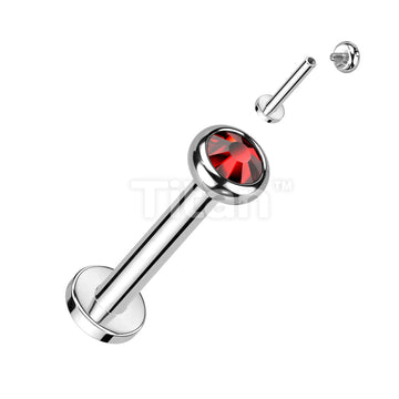 Implant Grade Titanium Internally Threaded Labret With Flat Bezel Set Crystal or Opal Top - Image 11