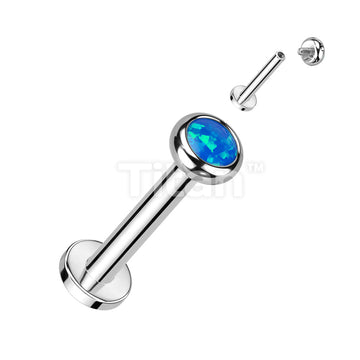 Implant Grade Titanium Internally Threaded Labret With Flat Bezel Set Crystal or Opal Top - Image 12