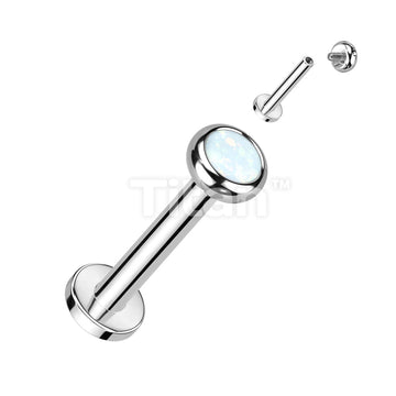 Implant Grade Titanium Internally Threaded Labret With Flat Bezel Set Crystal or Opal Top - Image 13