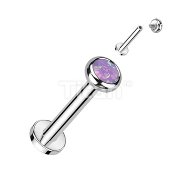 Implant Grade Titanium Internally Threaded Labret With Flat Bezel Set Crystal or Opal Top - Image 14
