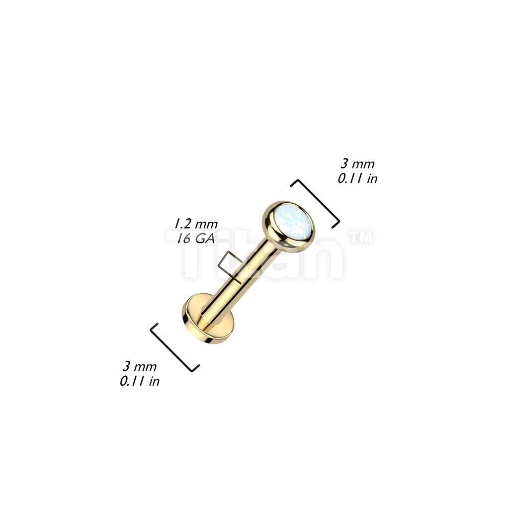 Implant Grade Titanium Internally Threaded Labret With Flat Bezel Set Crystal or Opal Top - Image 15