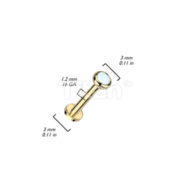 Implant Grade Titanium Internally Threaded Labret With Flat Bezel Set Crystal or Opal Top - Image 15