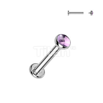 Titanium Internally Threaded Flat Back Labret With Natural Stone Top - Image 2