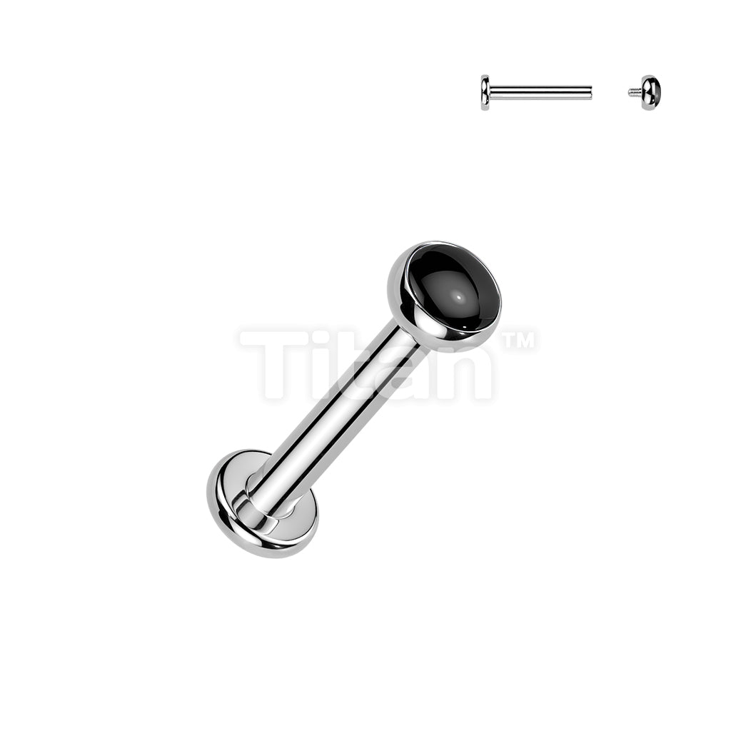 Titanium Internally Threaded Flat Back Labret With Natural Stone Top - Image 3