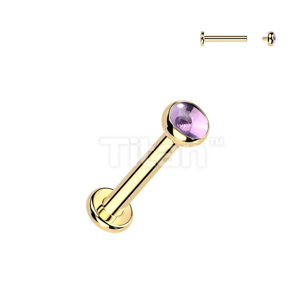Titanium Internally Threaded Flat Back Labret With Natural Stone Top - Image 4