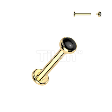 Titanium Internally Threaded Flat Back Labret With Natural Stone Top - Image 5