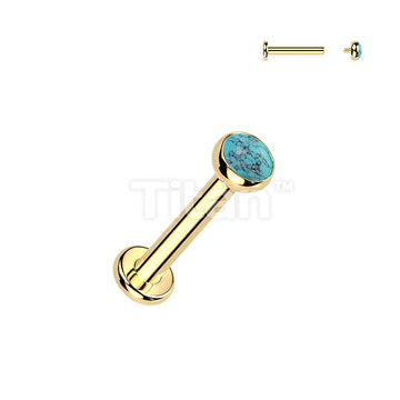 Titanium Internally Threaded Flat Back Labret With Natural Stone Top - Image 6