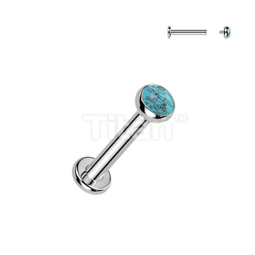 Titanium Internally Threaded Flat Back Labret With Natural Stone Top - Image 7