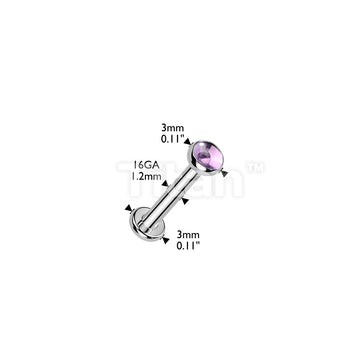 Titanium Internally Threaded Flat Back Labret With Natural Stone Top - Image 8