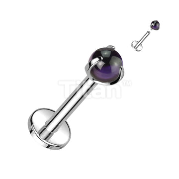 Implant Grade Titanium Internally Threaded Labret With Claw Set Natural Stone Top - Image 2