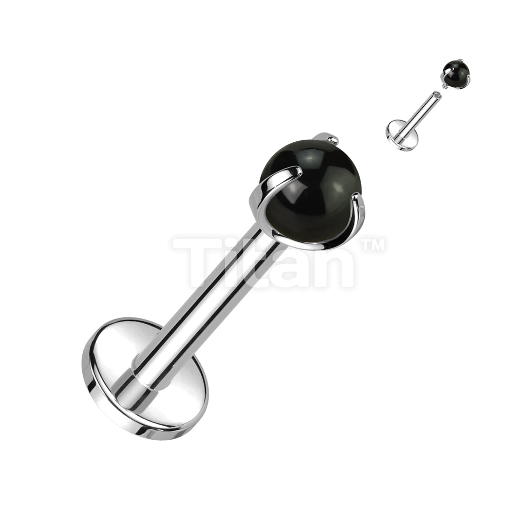 Implant Grade Titanium Internally Threaded Labret With Claw Set Natural Stone Top - Image 3