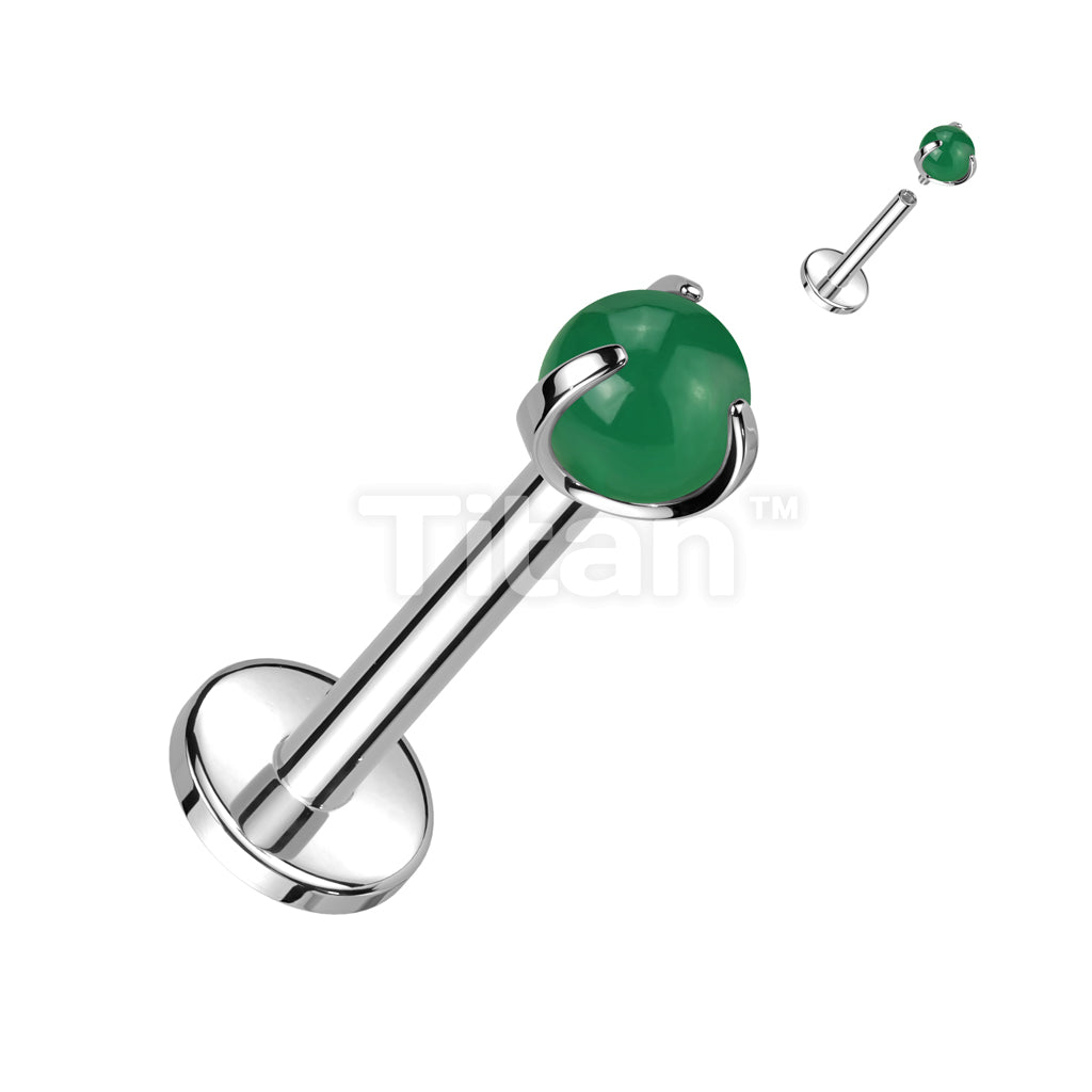 Implant Grade Titanium Internally Threaded Labret With Claw Set Natural Stone Top - Image 4