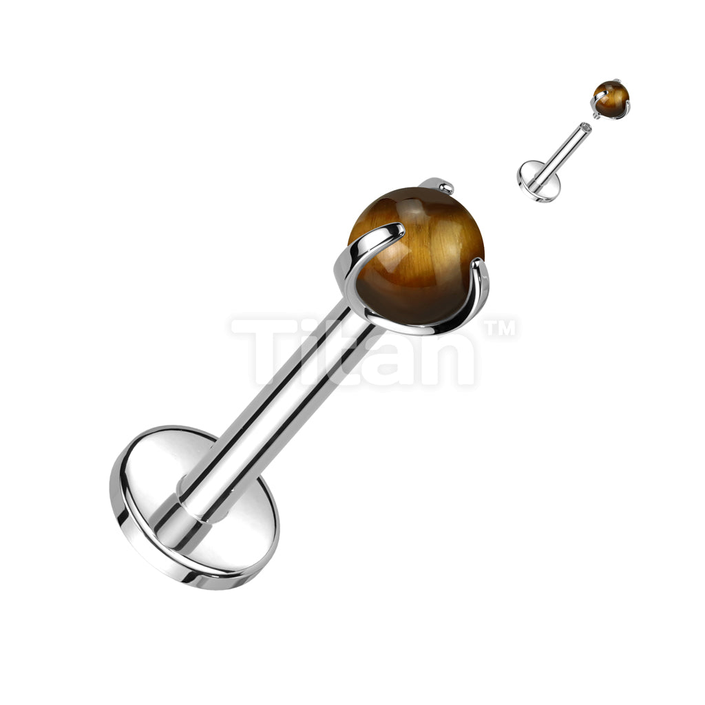 Implant Grade Titanium Internally Threaded Labret With Claw Set Natural Stone Top - Image 8