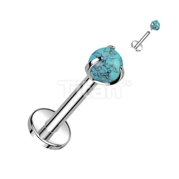 Implant Grade Titanium Internally Threaded Labret With Claw Set Natural Stone Top - Image 9