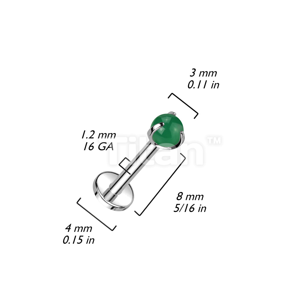 Implant Grade Titanium Internally Threaded Labret With Claw Set Natural Stone Top - Image 10