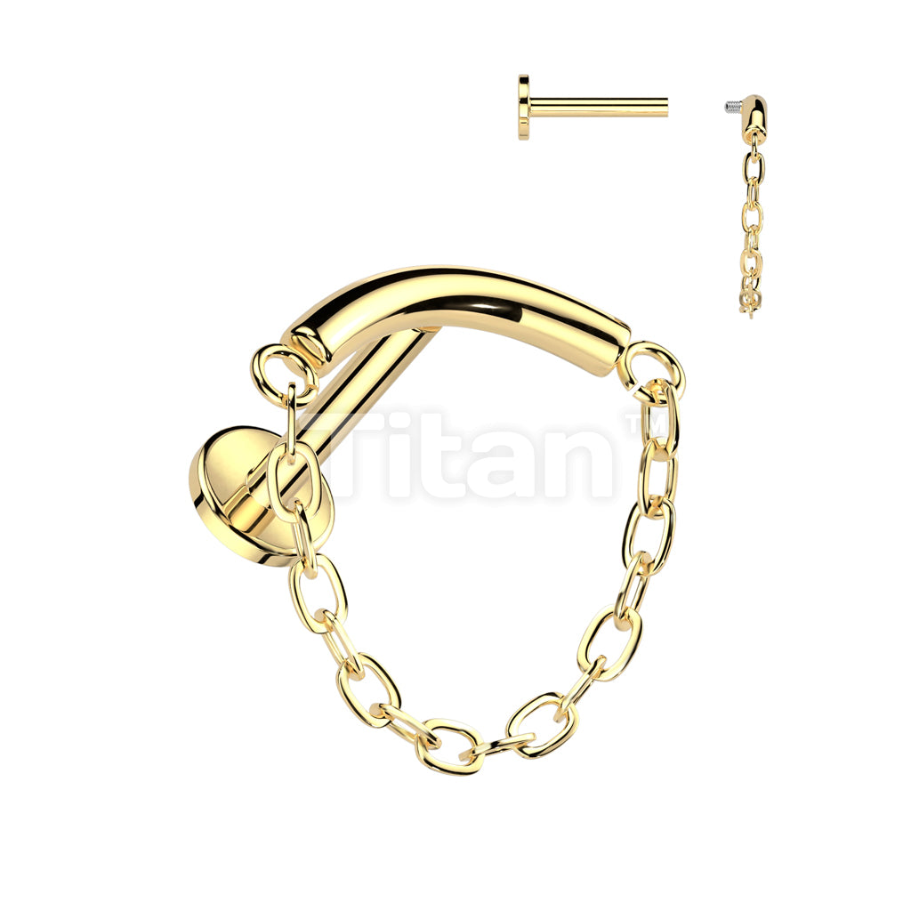 Implant Grade Titanium Internally Threaded Labret With Chain Linked Curved Bar - Image 2