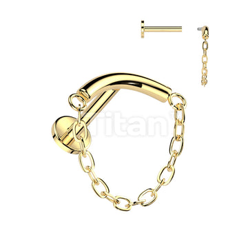 Implant Grade Titanium Internally Threaded Labret With Chain Linked Curved Bar - Image 2