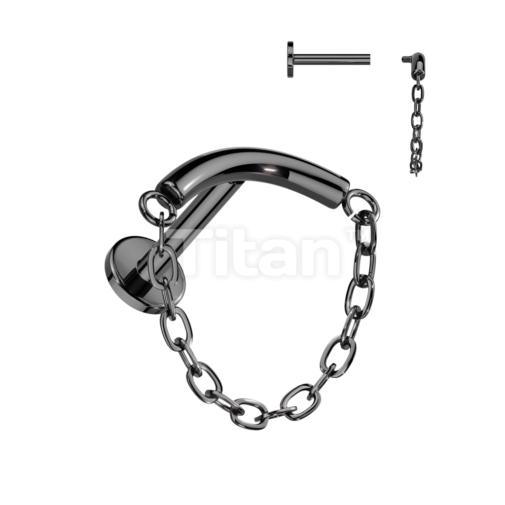 Implant Grade Titanium Internally Threaded Labret With Chain Linked Curved Bar - Image 3