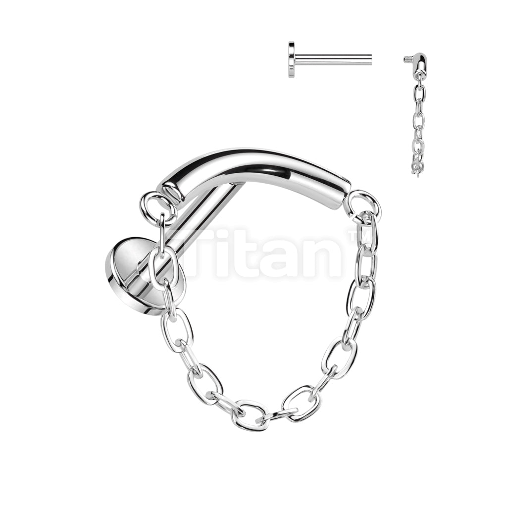 Implant Grade Titanium Internally Threaded Labret With Chain Linked Curved Bar - Image 4