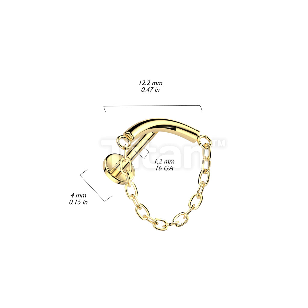 Implant Grade Titanium Internally Threaded Labret With Chain Linked Curved Bar - Image 5