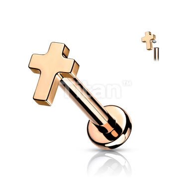 Implant Grade Titanium Internally Threaded Cross Top Labret Stud - Image 5