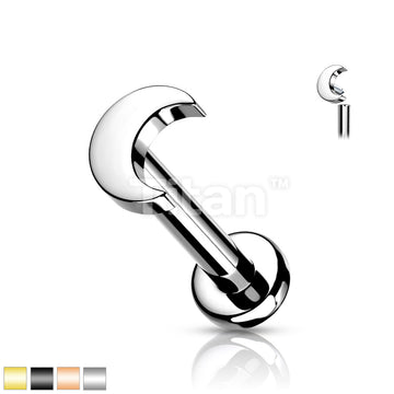 Implant Grade Titanium Internally Threaded Crescent Moon Top Labret Stud - Image 2