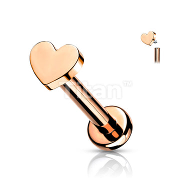 Implant Grade Titanium Internally Threaded Heart Top Labret Stud - Image 5