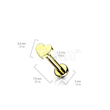 Implant Grade Titanium Internally Threaded Heart Top Labret Stud - Image 7