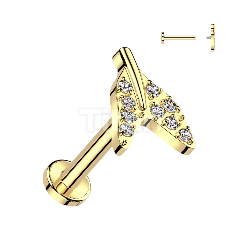 Implant Grade Titanium Internally Threaded Labret With Pave CZ Tale End Top - Image 2