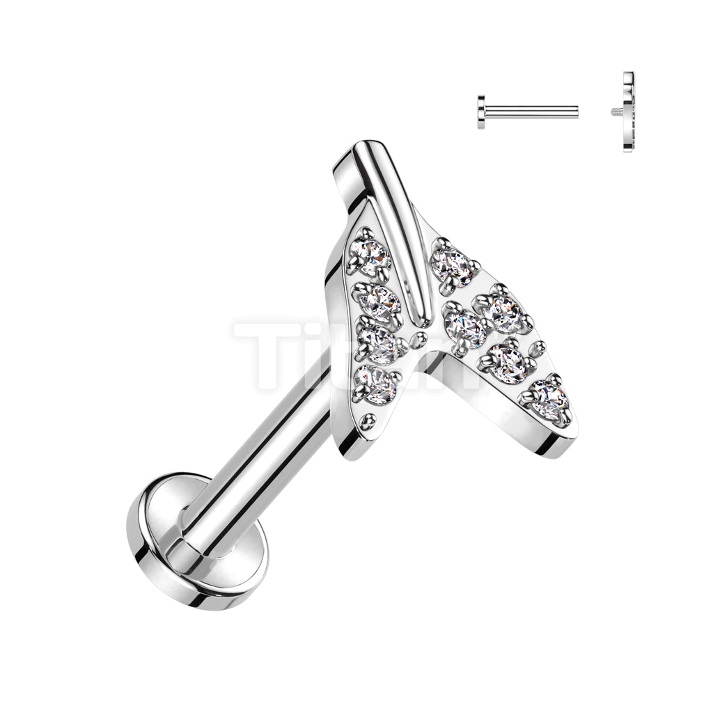 Implant Grade Titanium Internally Threaded Labret With Pave CZ Tale End Top - Image 3