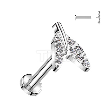 Implant Grade Titanium Internally Threaded Labret With Pave CZ Tale End Top - Image 3