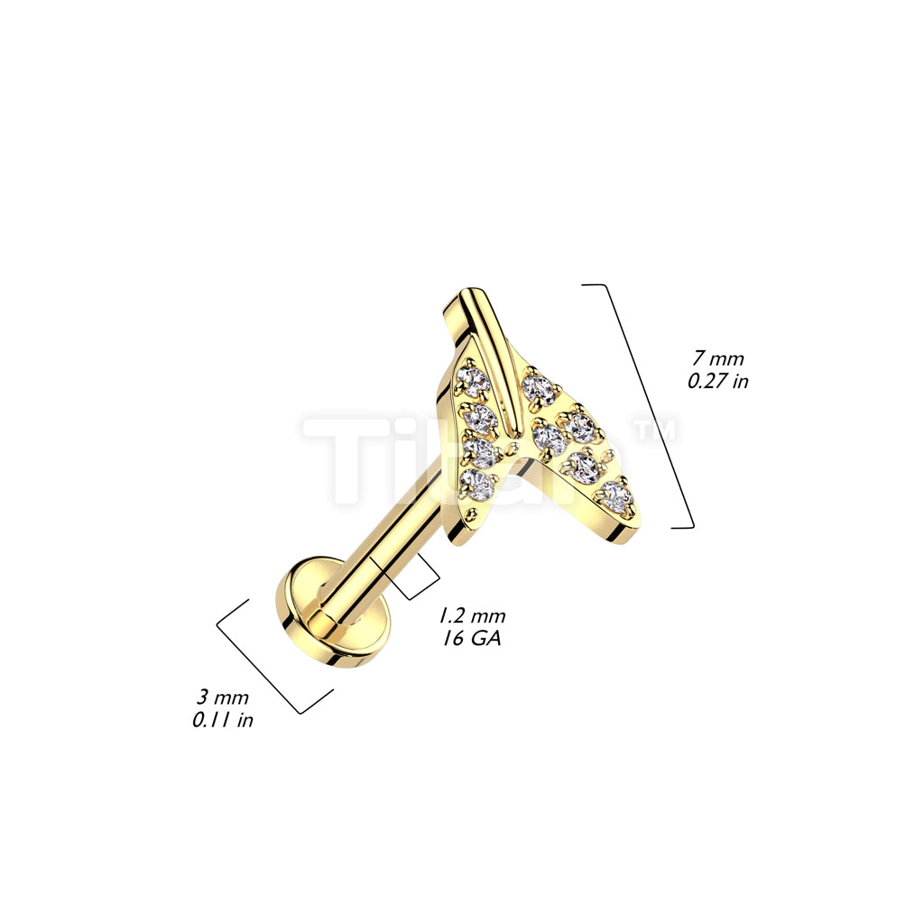 Implant Grade Titanium Internally Threaded Labret With Pave CZ Tale End Top - Image 4