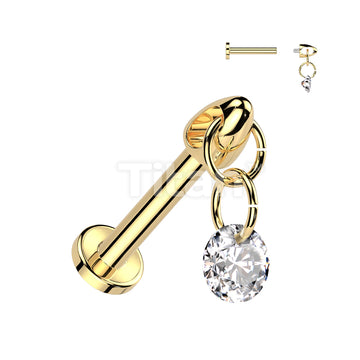 Implant Grade Titanium Internally Threaded Labret With CZ Dangle Top - Image 2