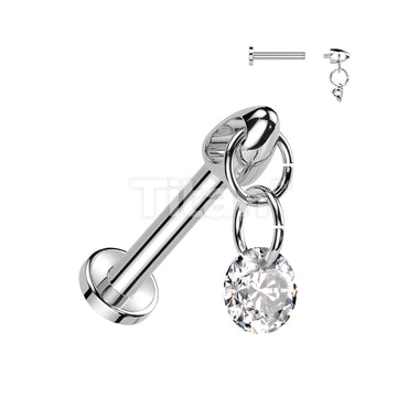 Implant Grade Titanium Internally Threaded Labret With CZ Dangle Top - Image 3