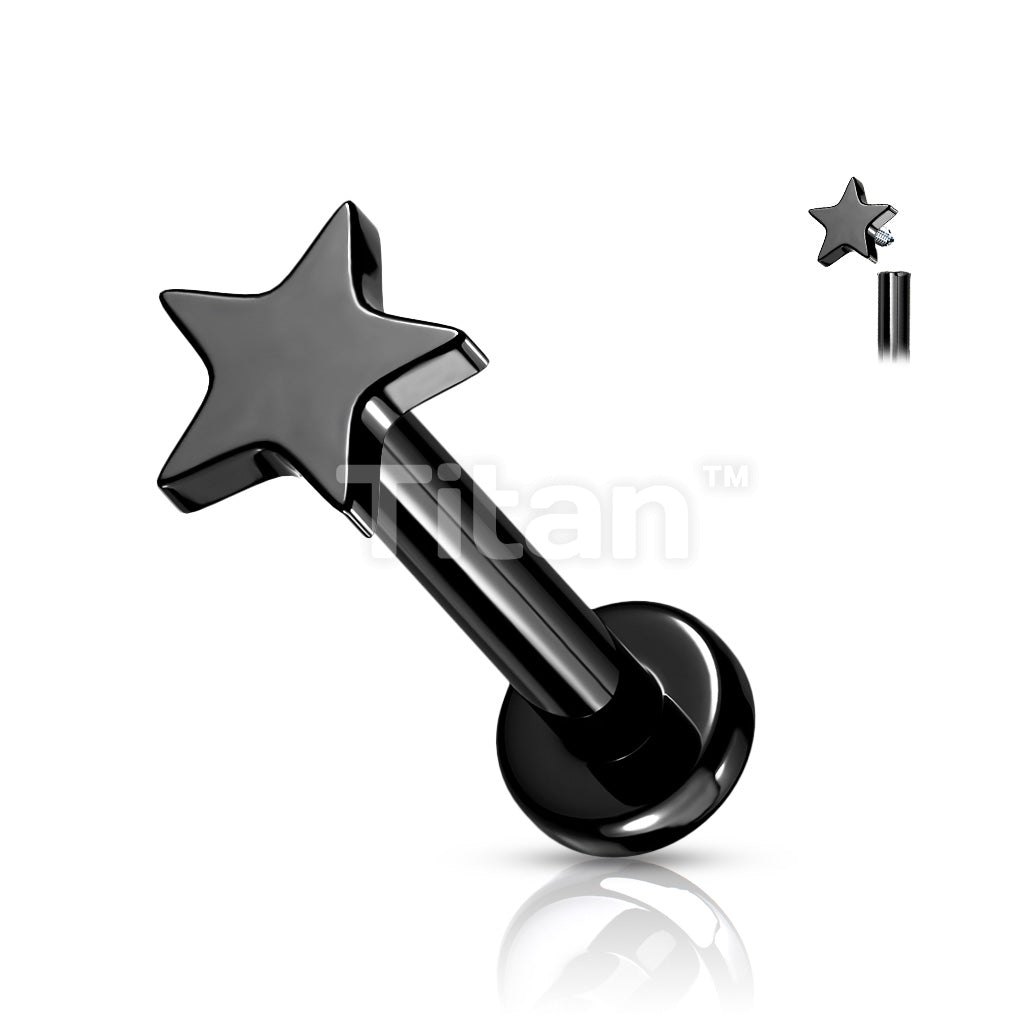 Implant Grade Titanium Internally Threaded Star Top Labret Stud - Image 4