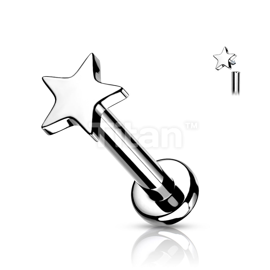 Implant Grade Titanium Internally Threaded Star Top Labret Stud - Image 6