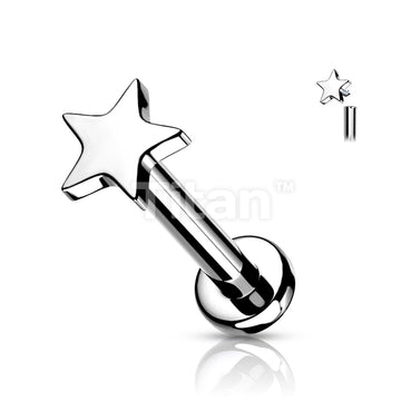 Implant Grade Titanium Internally Threaded Star Top Labret Stud - Image 6